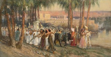  egipcia pintura - Una procesión egipcia Frederick Arthur Bridgman